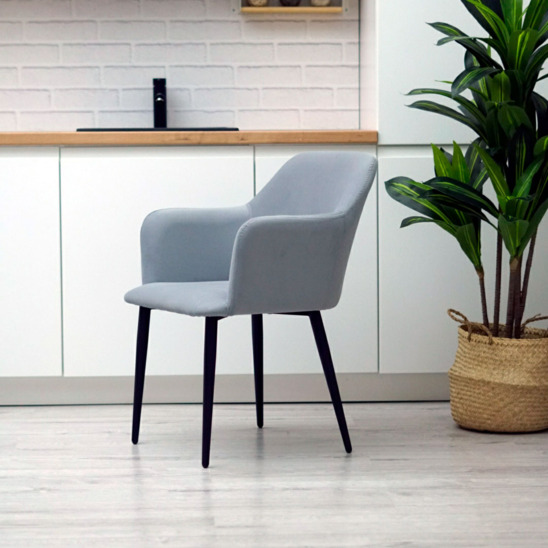 Terra chair, black legs, grey velour - photo 9