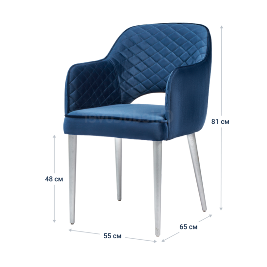 Diamond Rose chair, blue corduroy, white legs - photo 9