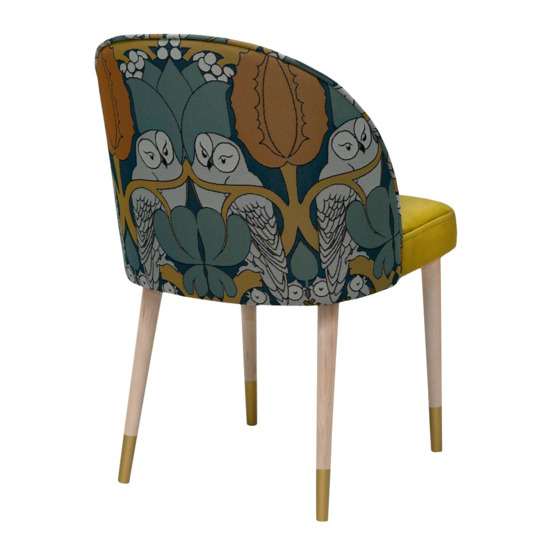 Tony's chair, yellow velour, owl tapestry - photo 3