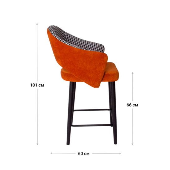 Fly bar stool, Morris 10 jacquard, Velvet Lux 62 velour, beech legs - photo 8