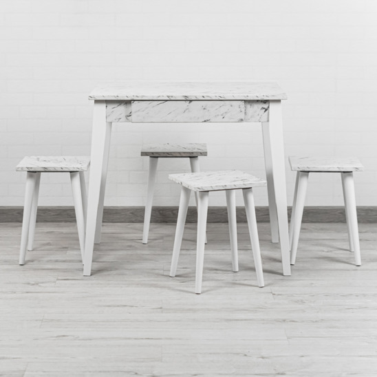 Kitchen table Graph, white marble - photo 7