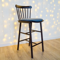 Product photo Tucker semi-upholstered chair with blue velour cushion, black stain, 65 cm from the ChiedoCover company.