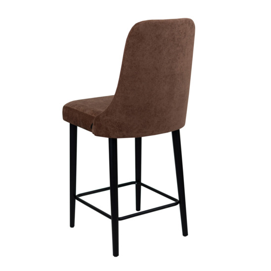 Kongsberg bar stool, brown fabric, steel legs - photo 3