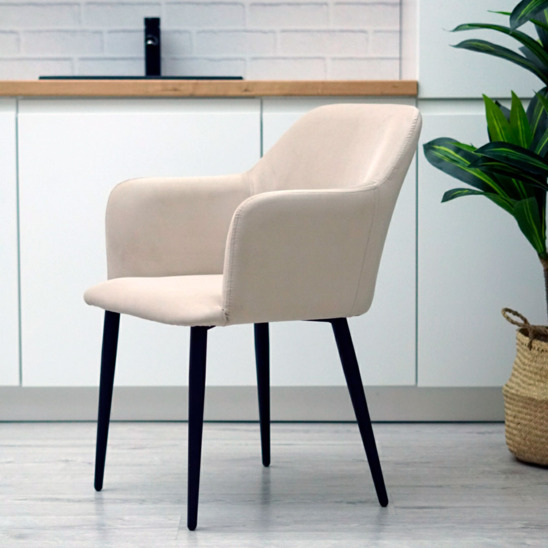 Terra chair, black legs, beige velour - photo 9