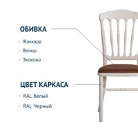 Product photo Napoleon chair with cushion, velour Velutto 03, beech frame from the ChiedoCover company.