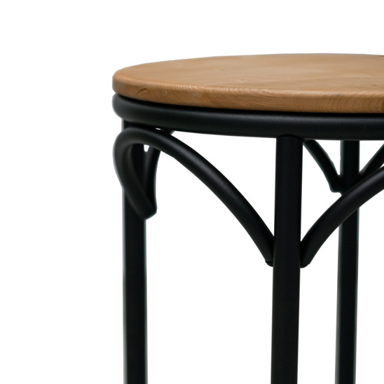 Bistro stool - steel legs, wooden seat - photo 3