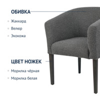 Product photo Sambuca half-seat, boucle effect matting, BUCKLE dark grey, black stain from the ChiedoCover company.