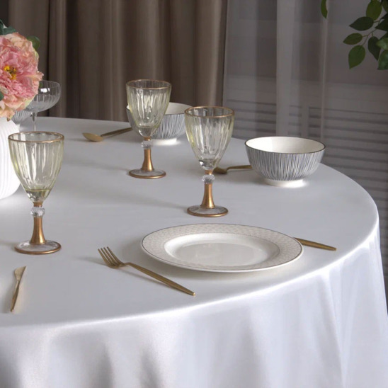 Round tablecloth D3000, zhuravinka, white surface - photo 1