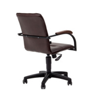 Product photo Office chair Samba, eco-leather Space Cognac, armrests beech, plastic crosspiece from the ChiedoCover company.