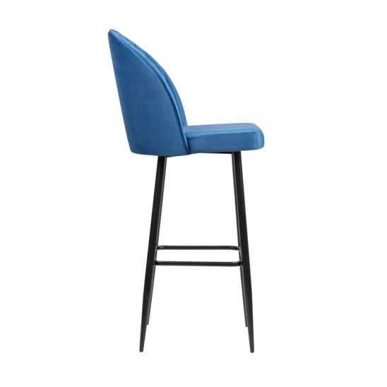 Tony bar stool, velour blue, metal black - photo 3