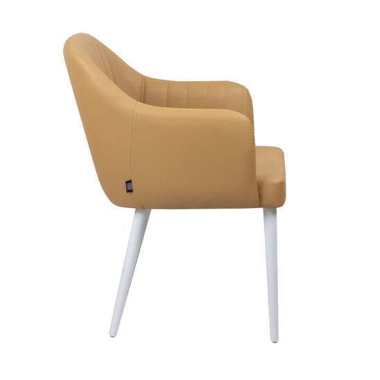 Tulip chair, beige eco-leather, white legs - photo 2