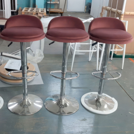 Orion bar stool, velour Manhattan 17 Marsala, gas lift chrome - photo 2