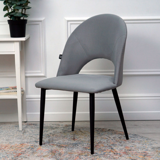 Ignis chair, black legs, grey velour - photo 9