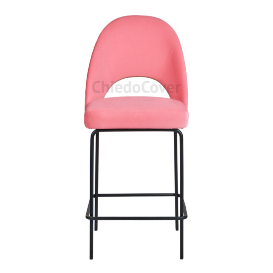 Mallin bar stool, pink corduroy, metal legs - photo 2