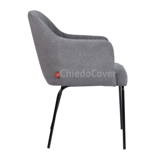 Tulip chair, grey velour, metal legs - photo 2