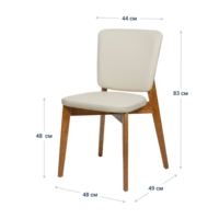 Product photo Safir chair, Luxa cream eco-leather, light beige, light walnut from the ChiedoCover company.