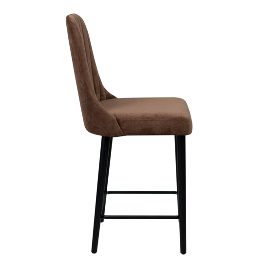 Kongsberg bar stool, brown fabric, steel legs - photo 2