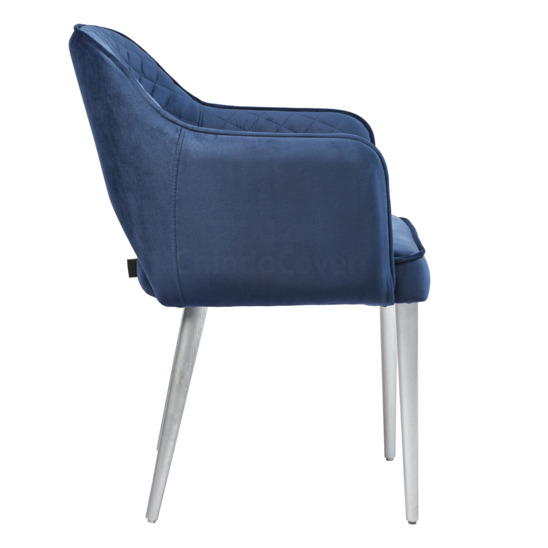 Diamond Rose chair, blue corduroy, white legs - photo 3